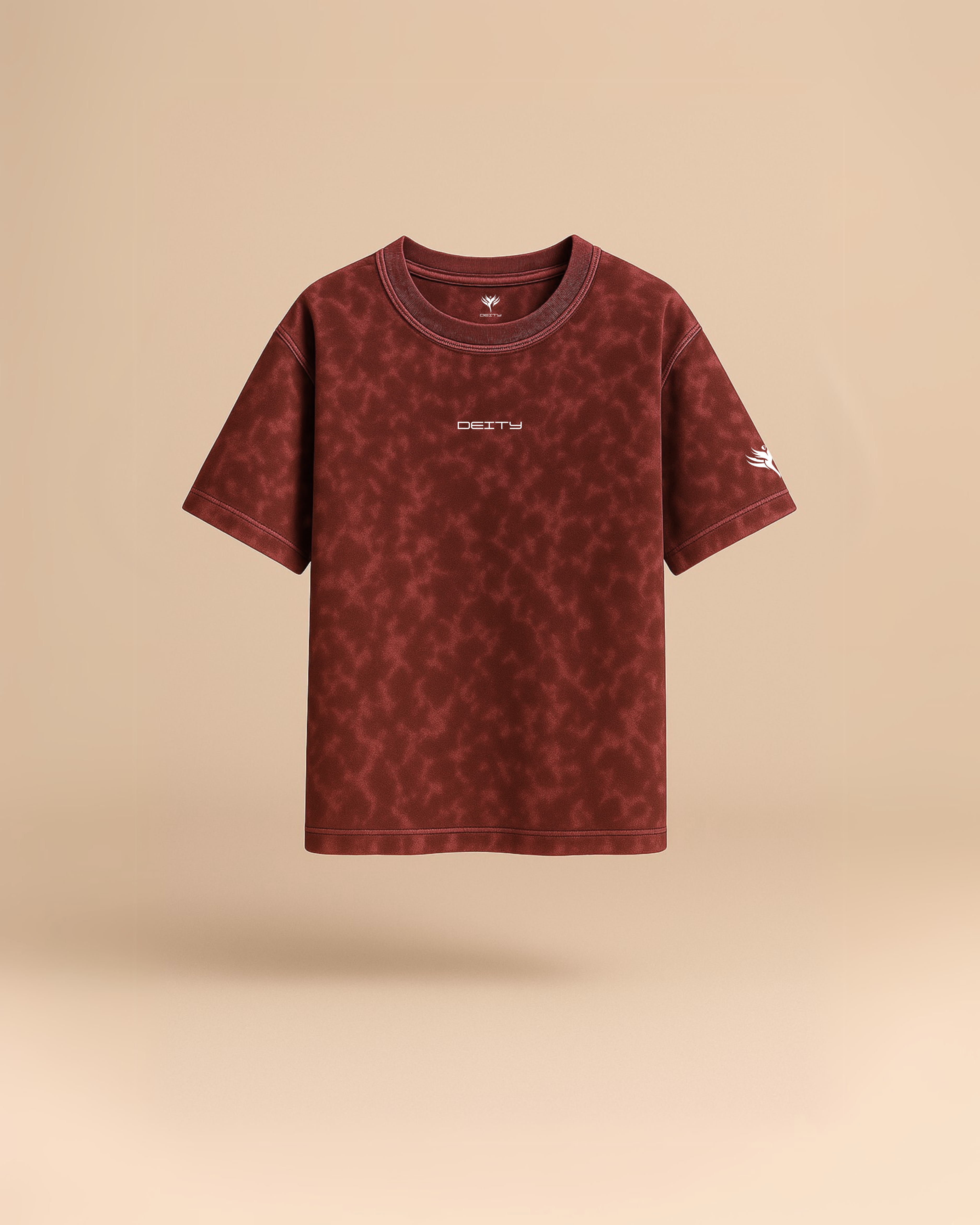 Acid Wash T-shirt Maroon - Deity Fashions